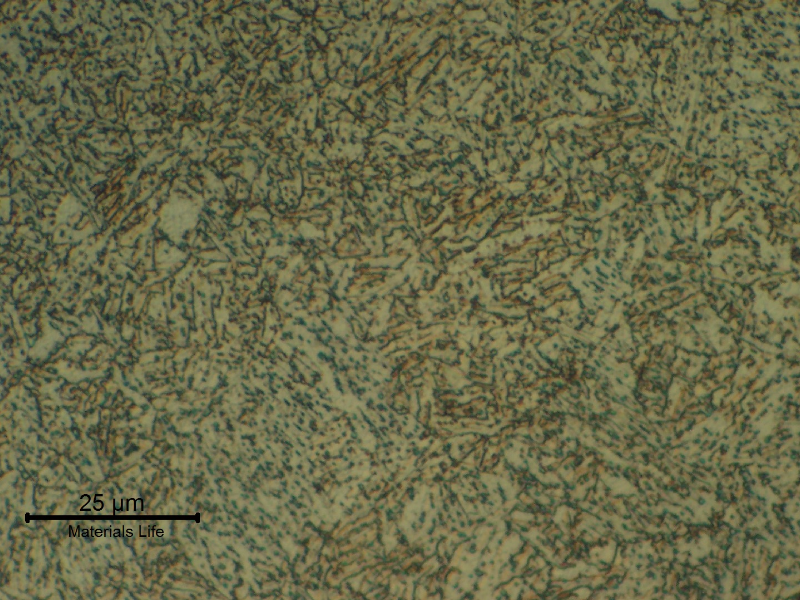 Micrographic detail of a longitudinal section of the bolt far from the fracture, presenting a tempered structure.