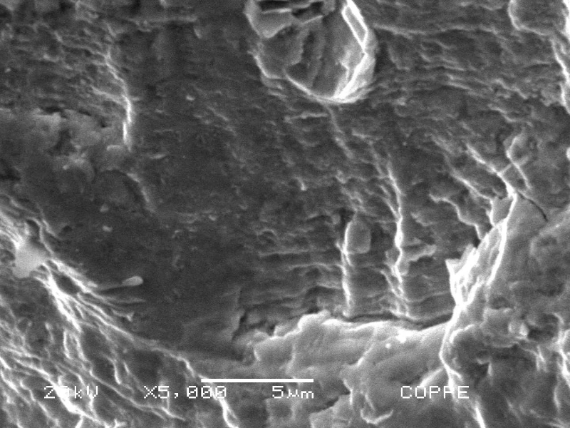 Fracture surface micromechanism by striation, evidence of FATIGUE.