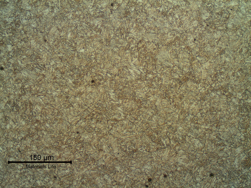 Tempered martensitic structure of the plate base metal.
