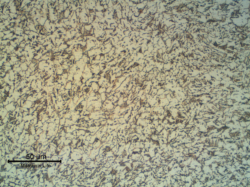 Micrographic detail of the ferritic-bainitic weld metal, autogenous flash butt weld.