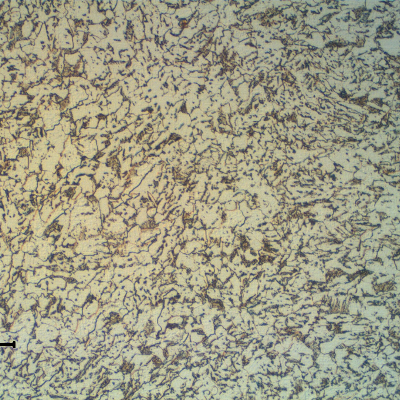 Micrographic detail of the ferritic-bainitic weld metal, autogenous flash butt weld.