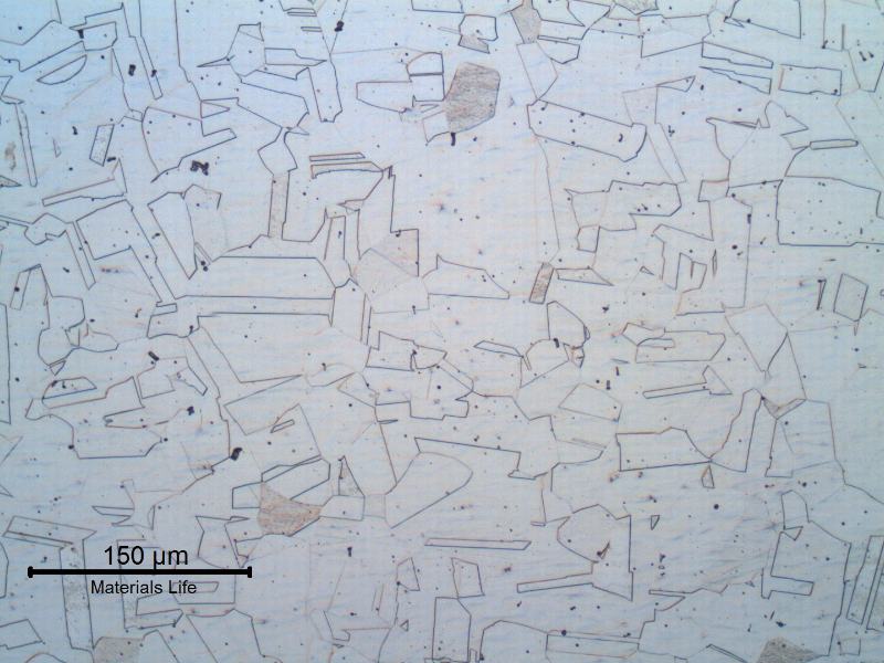 Austenitic structure at the transverse section of the pipe, free from carbides.