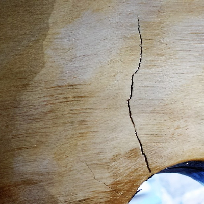 Aspect of the drum shell after removing the tubes and macroetching, indicating that the cracks were located in repair welded regions.