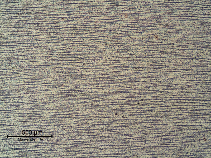 Ferritic perlitic microstructure, banded, in the center of the 1/2" thick C-Mn plate.  Refined Structure.