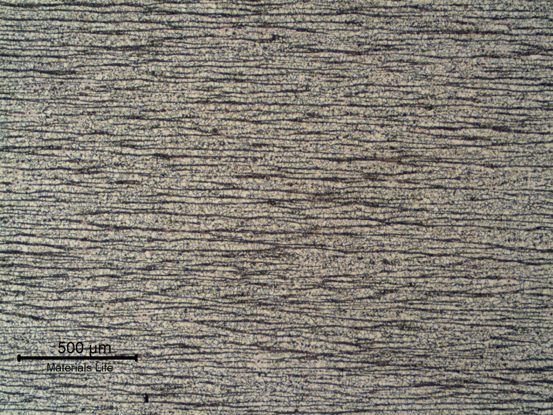 Ferritic perlitic microstructure, banded, in the center of the 1" thick C-Mn plate.  Refined Structure.