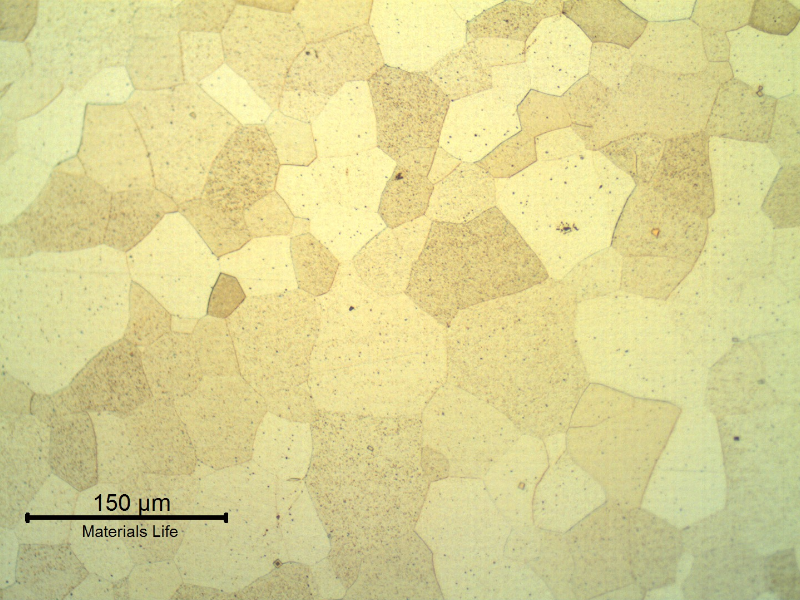 Equiaxial grains of a ferritic structure, in a longitudinal section of the tube.