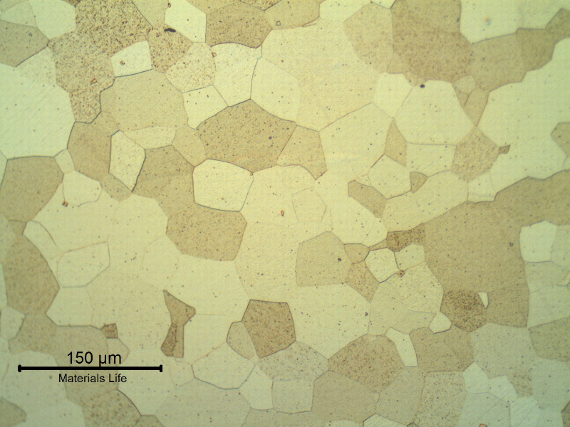 Equiaxial grains of a ferritic structure, in a transverse section of the tube.