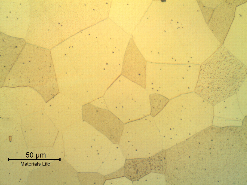 Equiaxial grains of a ferritic structure, in a transverse section of the tube.