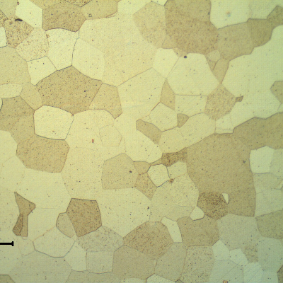 Equiaxial grains of a ferritic structure, in a transverse section of the tube.