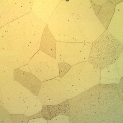 Equiaxial grains of a ferritic structure, in a transverse section of the tube.