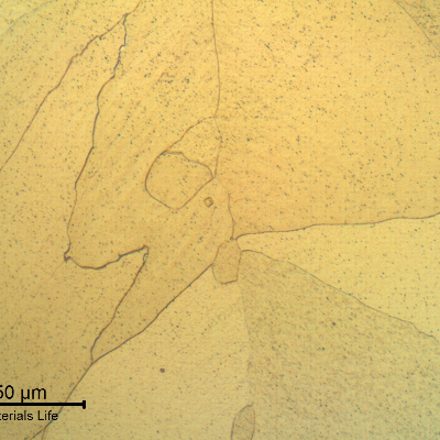 Micrography of the transverse section of the tube presenting the columnar grains of the autogenous weld,  in the central region of the weld.