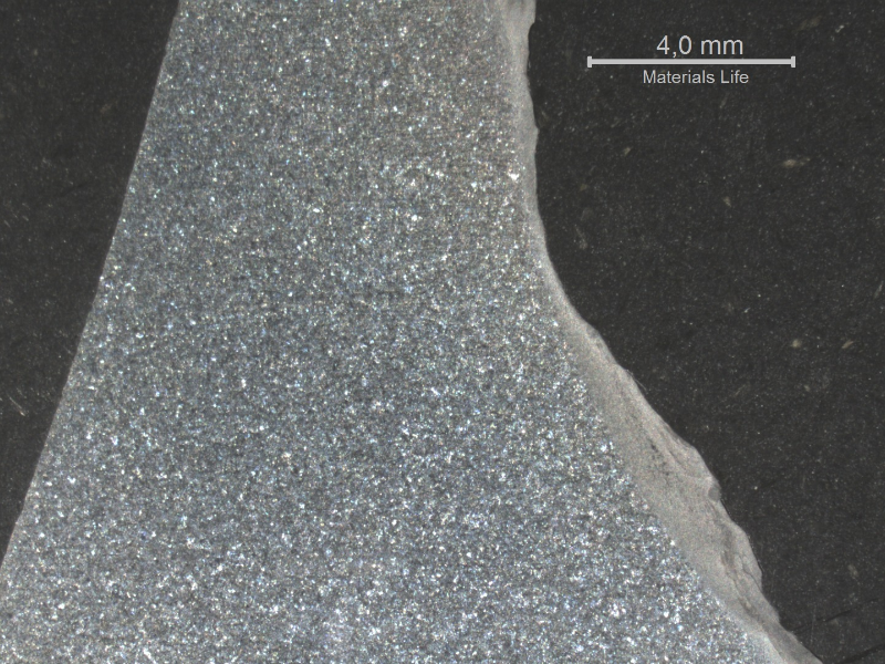 A detail of the macrography, by stereoscope, of the SPUR RACK shows strong plastic deformation at the contact surface.