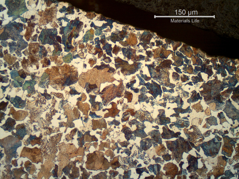 SPUR RACK ferritic perlitic microstructure in the surface of the tooth, evidencing no surface hardening treatment.