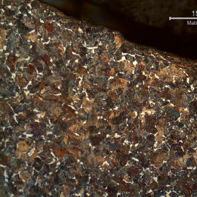 SPUR GEAR ferritic perlitic microstructure in the surface of the tooth, evidencing no surface hardening treatment.