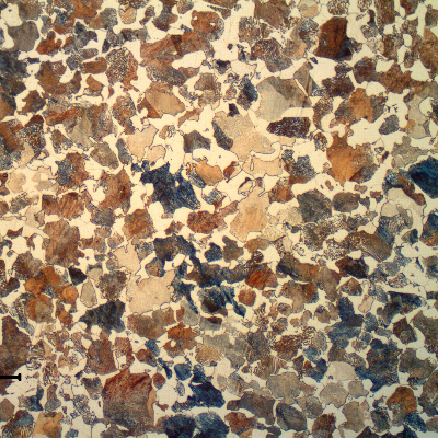 SPUR RACK ferritic perlitic microstructure in the center of the tooth.