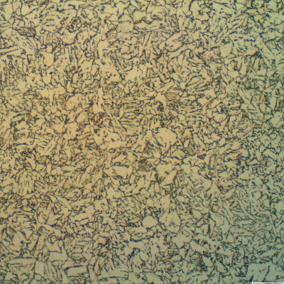 Longitudinal section of the fitting in the center of the thickness (2"). Refined ferritic structure.