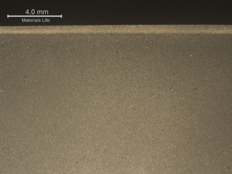 Macrography of a transverse section of the cut surface showing the heat affected zone region.