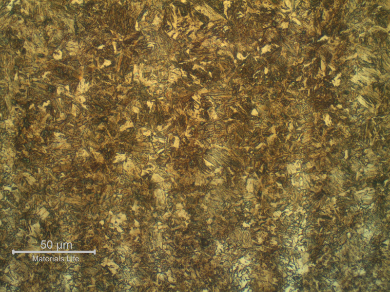 Martensitic structure at the cutting HAZ. Longitudinal section.