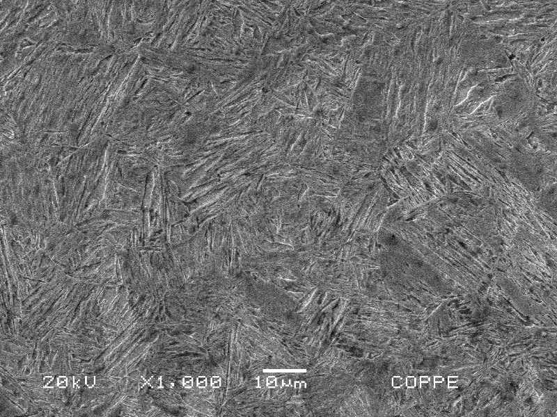 Martensitic structure at the cutting HAZ. Longitudinal section.
