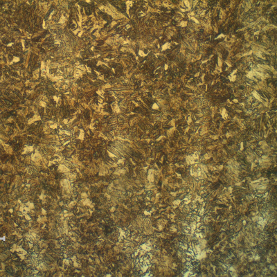 Martensitic structure at the cutting HAZ. Longitudinal section.