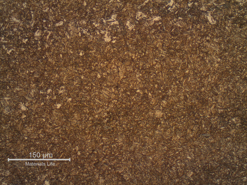Quenched and tempered structure of the 1" thick forging presenting a light banding.