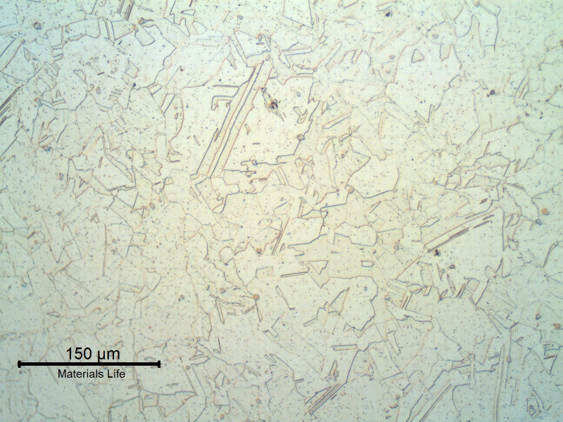 Micrographic detail of the granular austenitic structure close to the surface of the shaft.