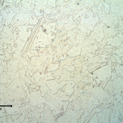 Micrographic detail of the granular austenitic structure close to the surface of the shaft.