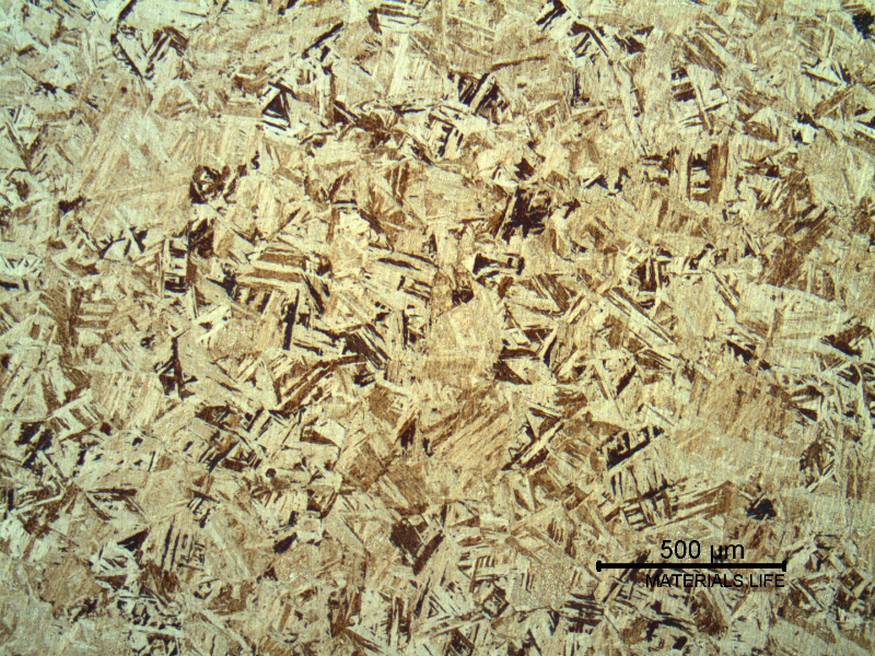 Micrography of the base metal showing a tempered martensitic microstructure.