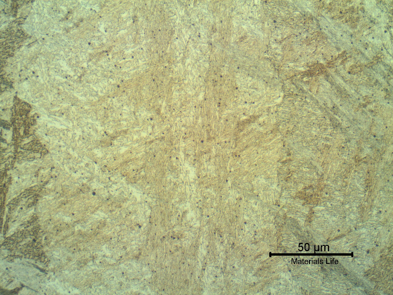 Weld metal micrographic detail showing a tempered martensitic microstructure.