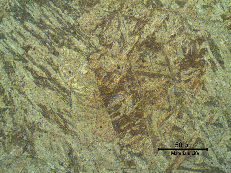 Non-reheated cap pass micrographic detail showing a martensitic microstructure, tempered during the PWHT.