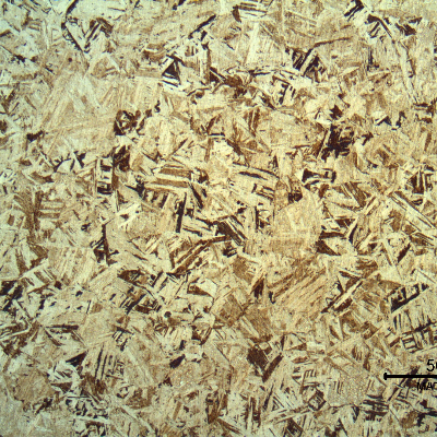 Micrography of the base metal showing a tempered martensitic microstructure.