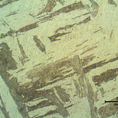 Base metal micrographic detail presenting a tempered martensitic microstructure.