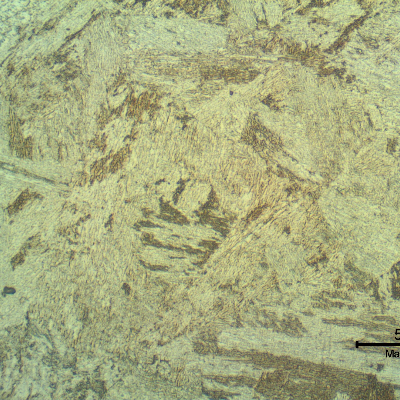 Micrographic detail of the heat-affected zone close to the base metal.
