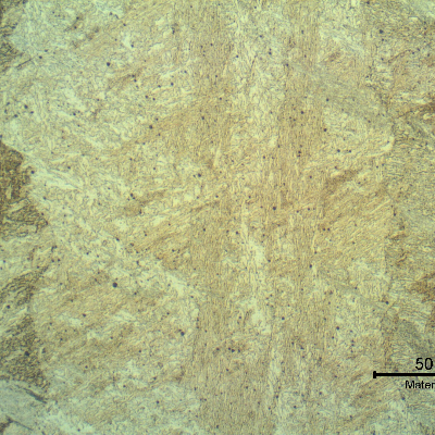 Weld metal micrographic detail showing a tempered martensitic microstructure.