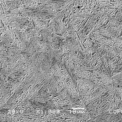 Micrographic detail of the weld metal tempered martensitic microstructure.