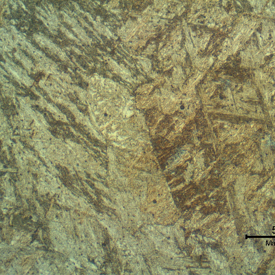 Non-reheated cap pass micrographic detail showing a martensitic microstructure, tempered during the PWHT.