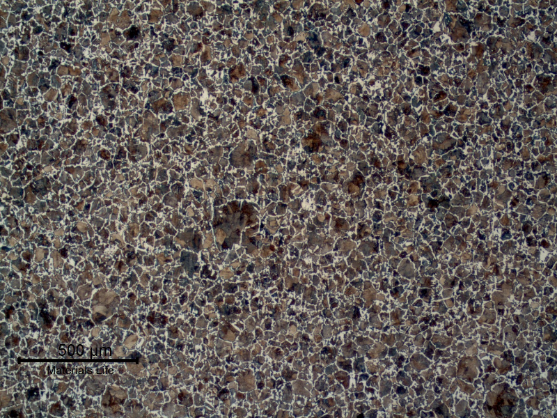 Pin A micrography presenting a ferritic-perlitic structure.