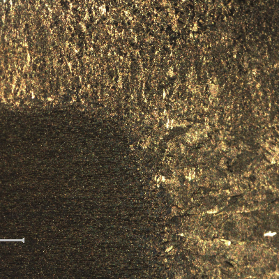 Macrography of the pipe heat affected zone.
