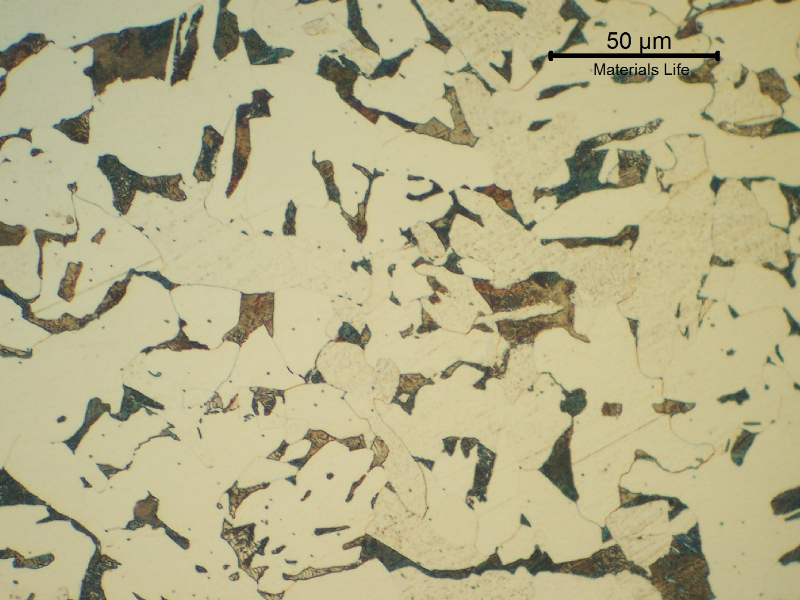Low carbon plate base metal presenting the ferritic perlitic structure.