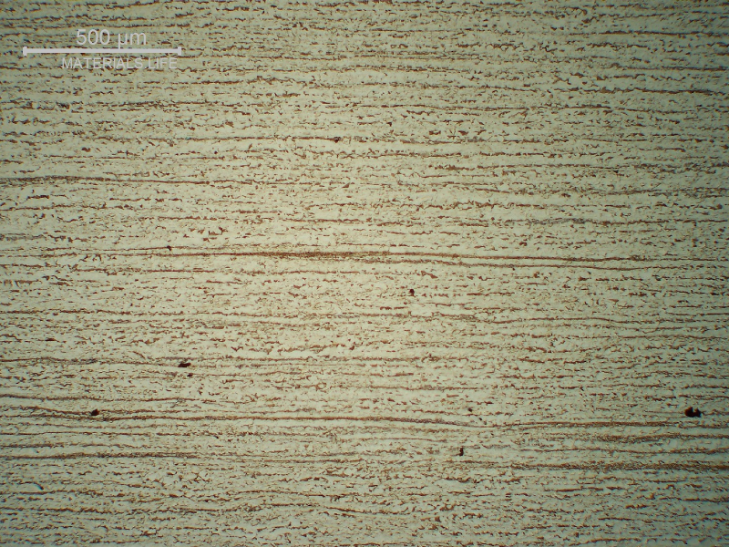 The micrography of the pipe in the longitudinal section shows an aligned structure.