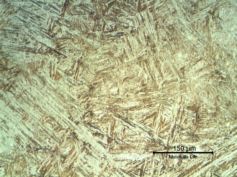 Inserted casting base metal presenting a coarse martensitic structure with a small amount of delta ferrite.