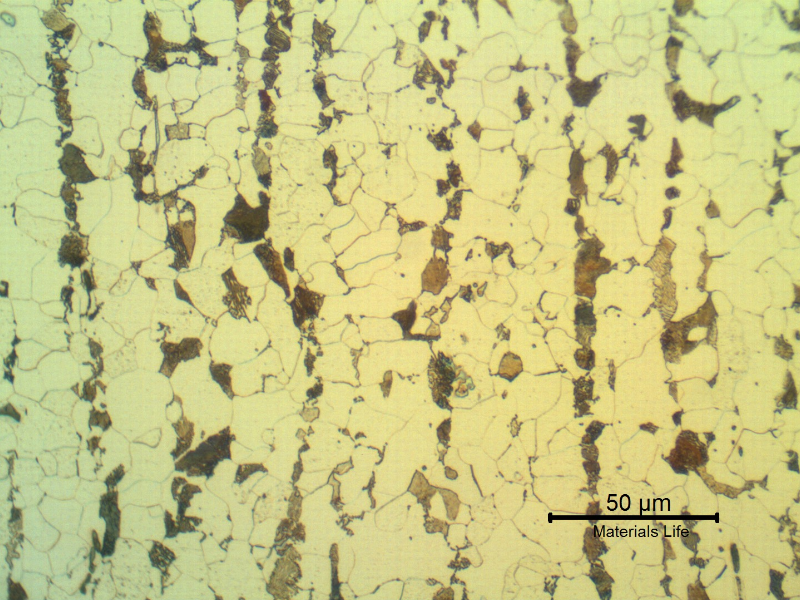 Micrography of a longitudinal section of the pipe showing the carbon steel pipe , internal.