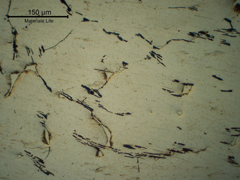 Micrography of the cast Aluminum alloy (AlSnCuNi) typically adopted for bearing applications.