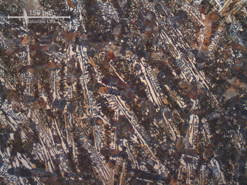 In the intermediary position of the shaft thickness (T/4) the amount of perlite increases in the matrix and primary carbides decreases compared to the chilled surface.
