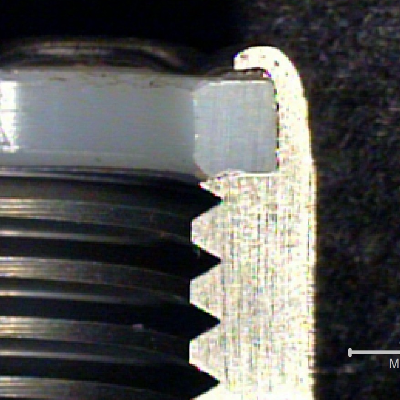 The nut was sectioned in the longitudinal direction to reveal the position of the Nylon insert.