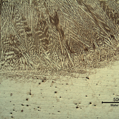 Micrography of the elbow heat affected zone.