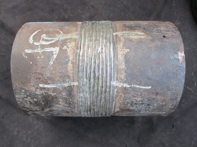 The 8" ND, 1 1/4" thick, seamless pipe that was welded by GMAW process in 6G position.
The testpiece was adopted for ASME IX qualification tests.