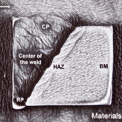 Schematic drawing presenting the transversal section of the 625 nickel alloy multipass weld