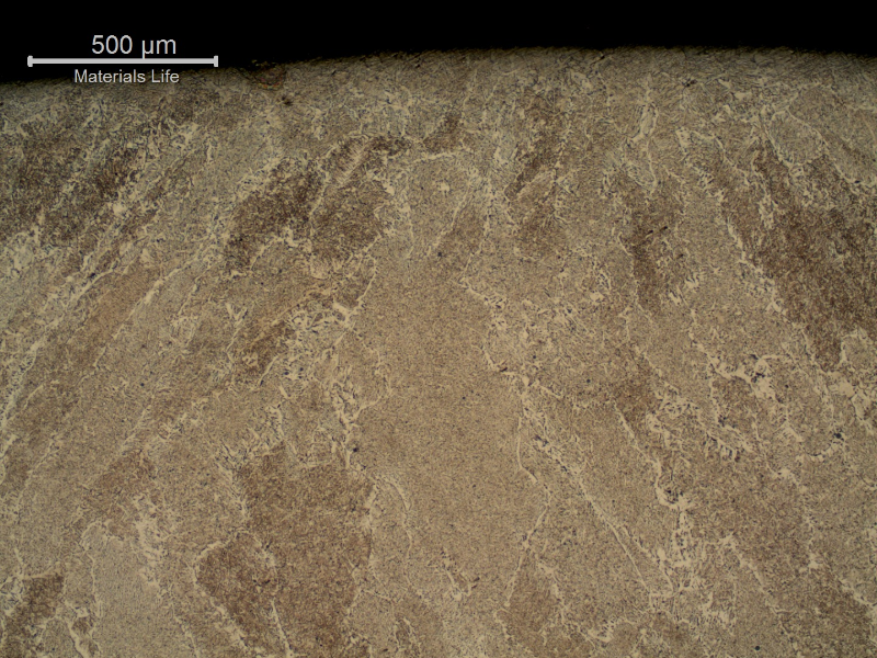 Micrography of the weld metal in a non cracked region. Ferritic weld metal presenting hardness level about 220 HV1.