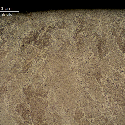 Micrography of the weld metal in a non cracked region. Ferritic weld metal presenting hardness level about 220 HV1.